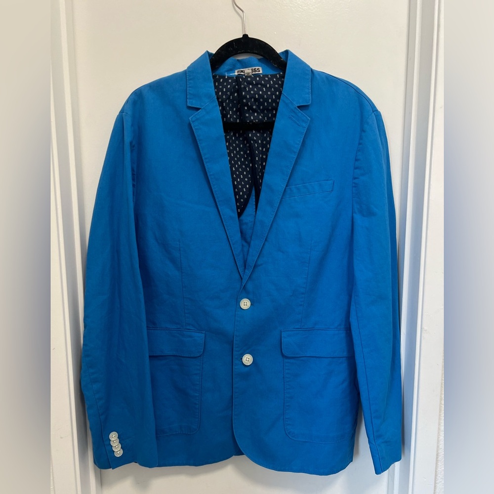 Express Blue Cotton/Linen Blend Blazer Size (M)